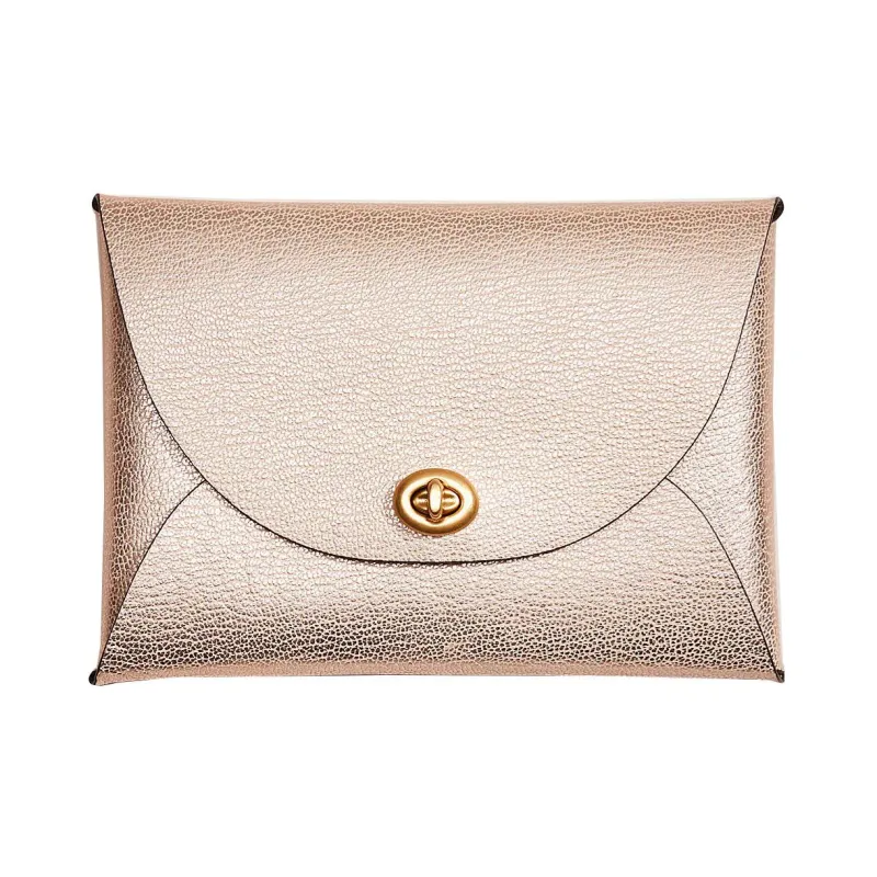 COACH Pouch Leather Document Bag Coin Purse Card Holder Clutch Small Size Women's Rose Gold-0