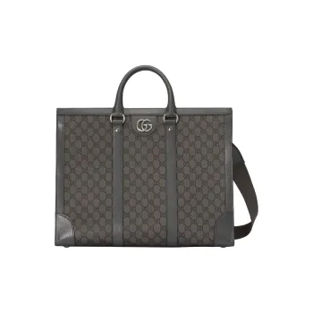 GUCCI Ophidia Canvas With Leather Tote Bag Shopping Bag Shoulder Bag Crossbody Bag Handbag Large Size Men's Gray