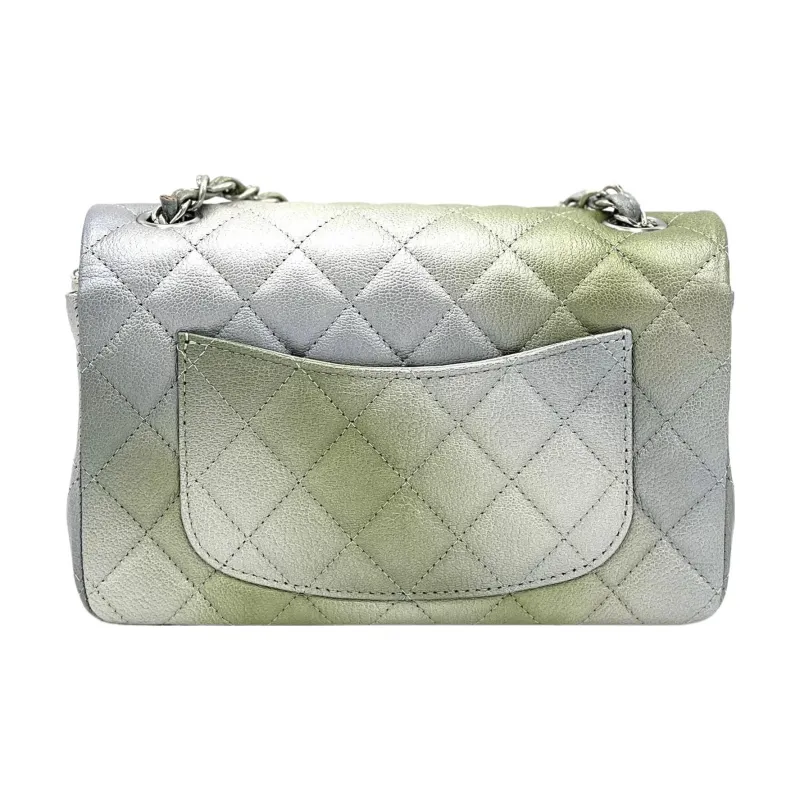 CHANEL Classic Flap CF Lambskin Shoulder Bag Crossbody Bag Mini Women's Gradient Silver/Green-1