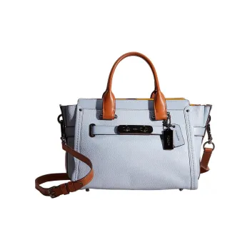 COACH Swagger Pebbled Leather Shoulder Bag Crossbody Bag Handbag Large Size Women's Cornflower Blue