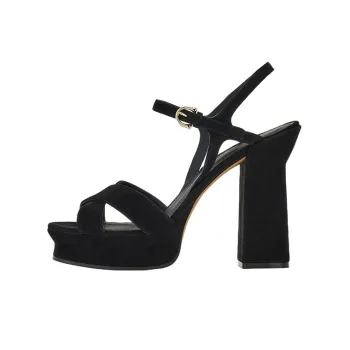 FERRAGAMO Gancini-buckle Suede Platform Sandals