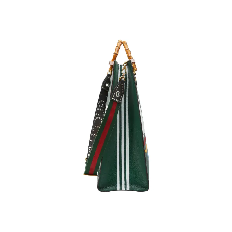 GUCCI Adidas Collaboration Leather Tote Bag Shopping Bag Shoulder Bag Crossbody Bag Handbag Large Size Men's Dark Green-5