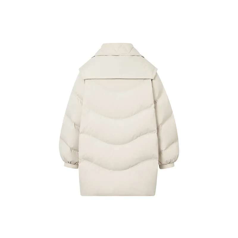 CHENPENG LDN Solid Color Peter Pan Collar Loose Fit Down Jacket Women's-3