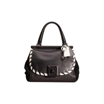 COACH Drifter Glove Tanned Leather With Pebbled Leather Shoulder Bag Crossbody Bag Handbag Medium Size Women's Black