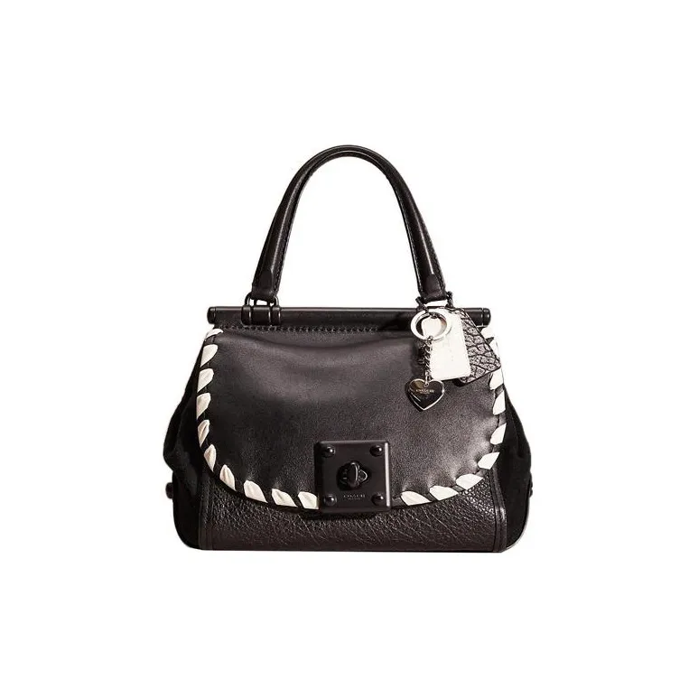 COACH Drifter Glove Tanned Leather With Pebbled Leather Shoulder Bag Crossbody Bag Handbag Medium Size Women's Black-0