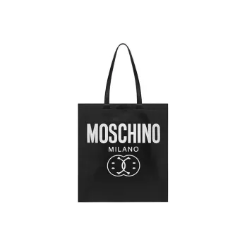 MOSCHINO SMILEY Collaboration Sheepskin Tote Bag Shopping Bag Shoulder Bag Handbag Men's Black