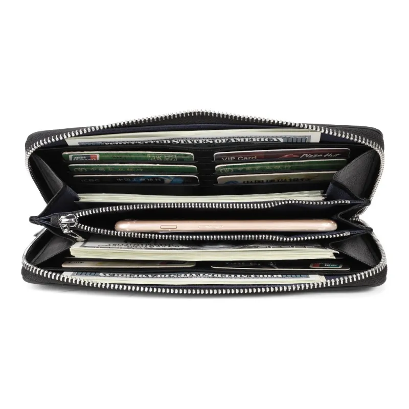 ELLE HOMME Cow Leather Wallet, Card Holder, Wallet Clutch Regular Men's Black-2