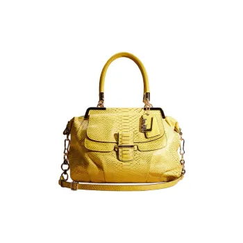 COACH Lilly Embossed Leather Briefcase Shoulder Bag Crossbody Bag Handbag Large Size Women's Yellow