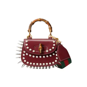 GUCCI Bamboo 1947 Leather Bamboo Bag Handbags Shoulder Bags Mini Women's Burgundy