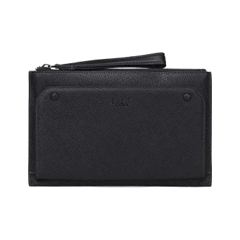ELLE HOMME Top Grain Cow Leather Leather Wrist Bags Clutches Men's Black