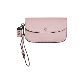 COACH Glove Tanned Leather Wrist Bag Clutch Trumpets Women's Ice Purple