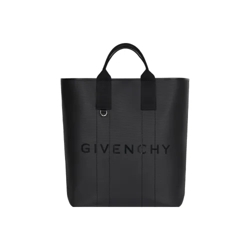 GIVENCHY Coated Canvas Fabric With Cow Leather Patchwork Tote Bag Shopping Bag Handbags Large Size Men's Black