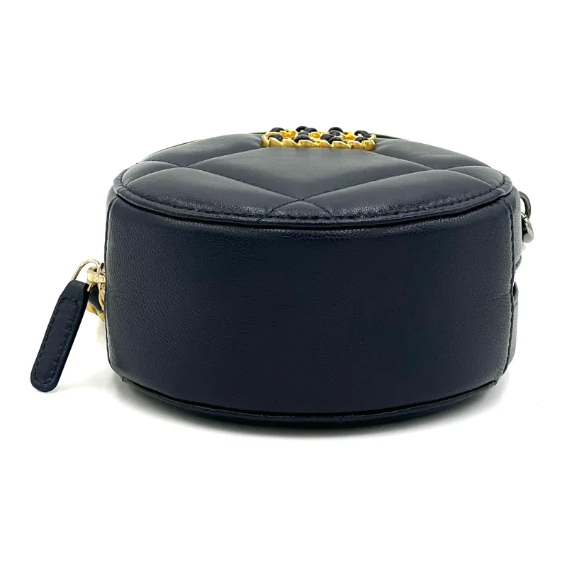 CHANEL 19Bag Sheepskin Evening Bag, Round Bag, Handheld Bag, Shoulder Bag, Crossbody Bag Women's Dark Blue-2