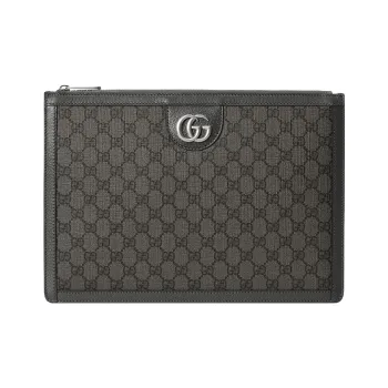 GUCCI Ophidia Canvas With Leather Trim Clutch Regular Men's Gray