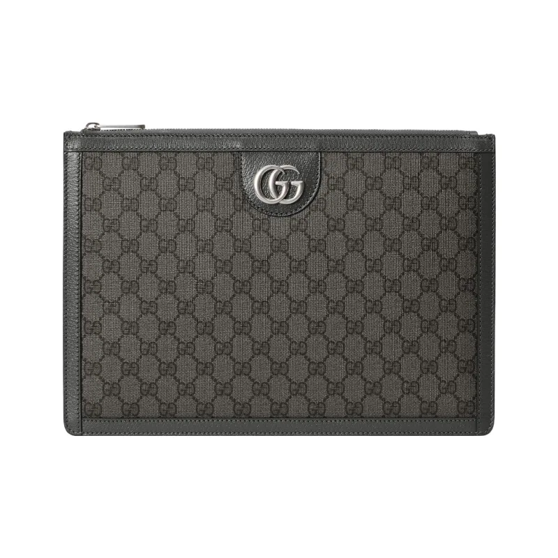 GUCCI Ophidia Canvas With Leather Trim Clutch Regular Men's Gray-0