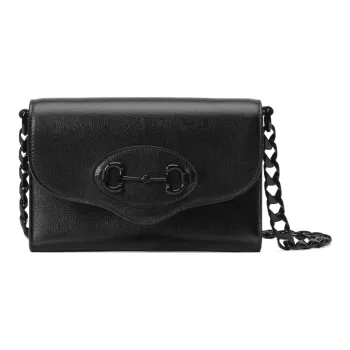 GUCCI Horsebit 1955 Leather Crossbody Bag, Shoulder Bag Women's Black