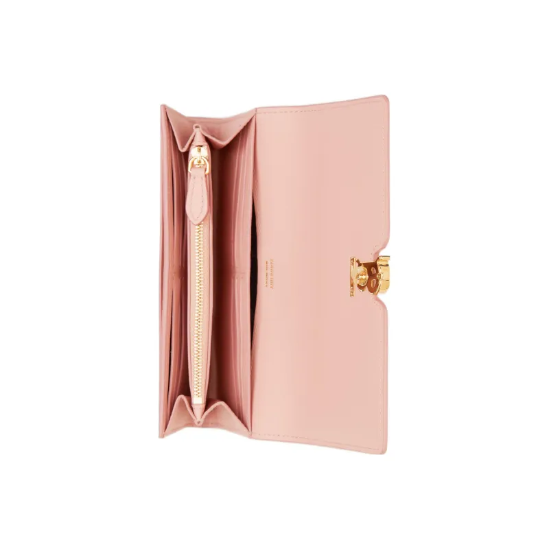 Burberry Calfskin Wallet Women's Dark Pink-3