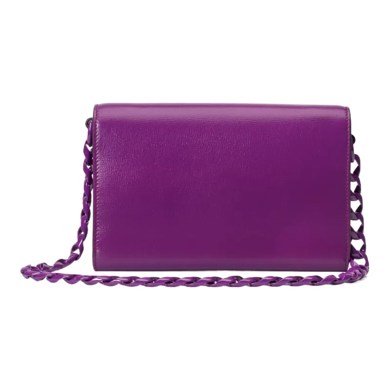 GUCCI Horsebit 1955 Leather Crossbody Bag, Shoulder Bag Women's Purple-3