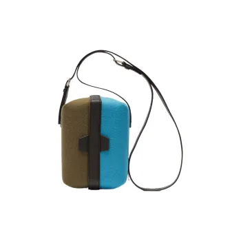 Valextra Tric Trac Millepunte Calfskin With Felt Box Bag Shoulder Bag Crossbody Bag Women's Army Green/Blue