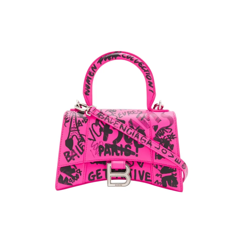 Balenciaga Hourglass Cow Leather Hourglass Bag Handbag Shoulder Bag Crossbody Bag Extra Small Women's Pink-0