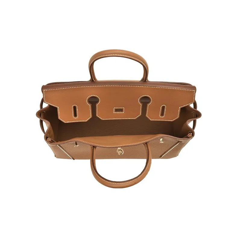 HERMES Birkin Togo Swift Cow Leather 3 in 1 Birkin Bag Handbags Women's Gold Brown/Beige-6
