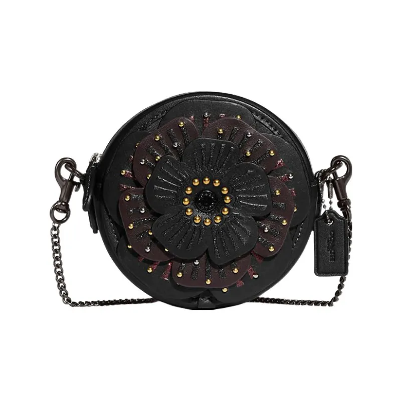 COACH Glove Tanning Shoulder Bag, Crossbody Bag Mini Women's Black-0