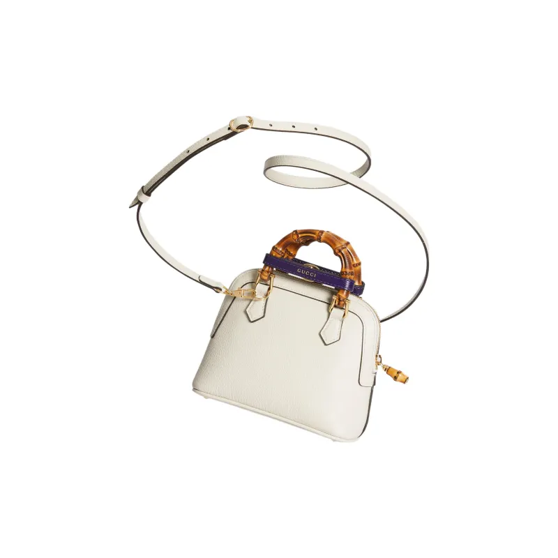 GUCCI Diana Leather Shoulder Bag Crossbody Bag Handbag Mini Women's White-2