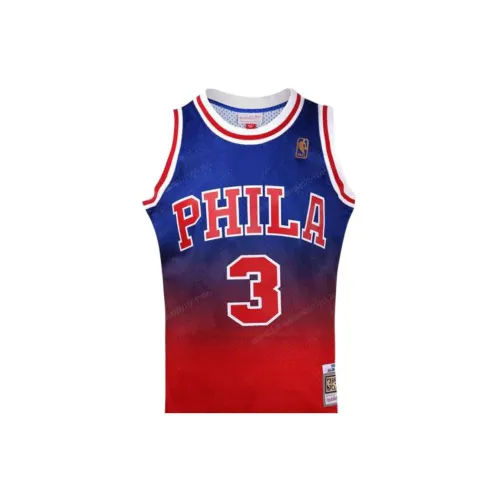 Mitchell Ness Basketball Jerseys Unisex Red And Blue