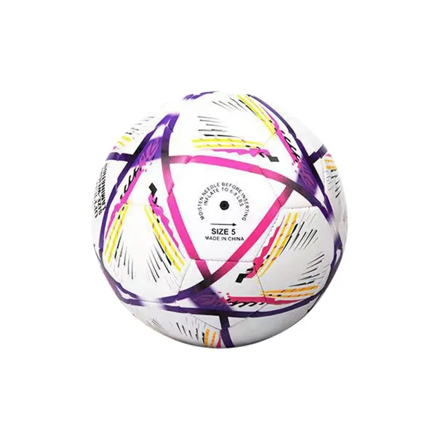 PEAK Size 5 Soccer PVC Machine Stitched Soccer Ball Unisex Purple White-1
