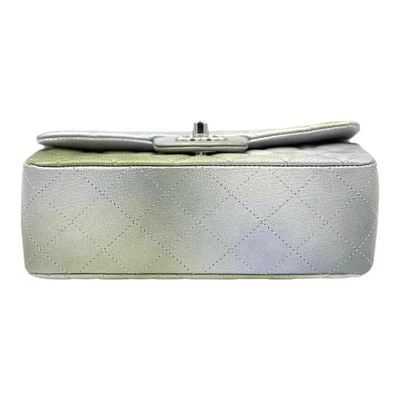CHANEL Classic Flap CF Lambskin Shoulder Bag Crossbody Bag Mini Women's Gradient Silver/Green-2