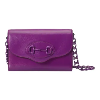 GUCCI Horsebit 1955 Leather Crossbody Bag, Shoulder Bag Women's Purple