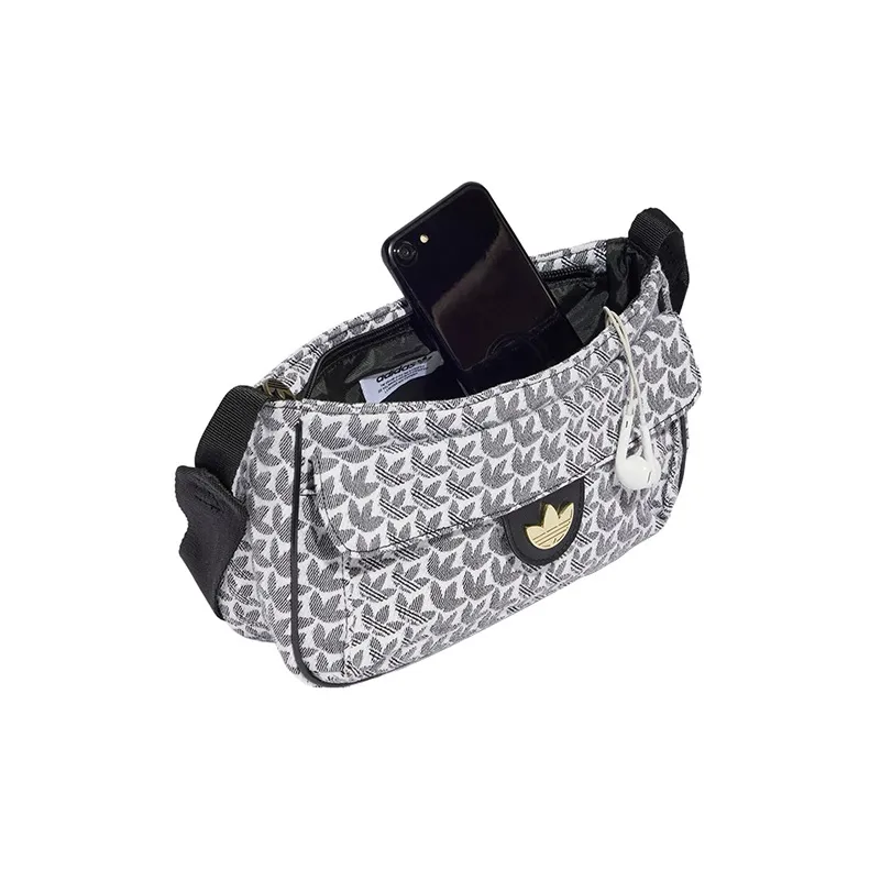 Adidas Originals Cotton Shoulder Bag, Crossbody Bag Mini Women's Black White-3