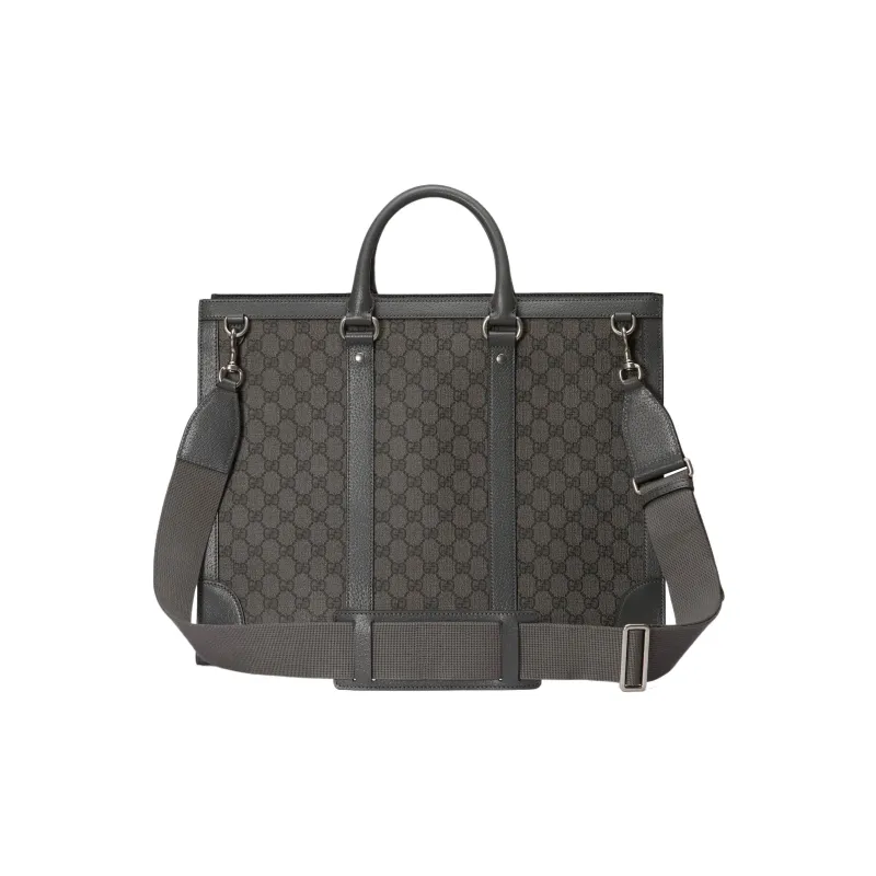 GUCCI Ophidia Canvas With Leather Tote Bag Shopping Bag Shoulder Bag Crossbody Bag Handbag Large Size Men's Gray-3