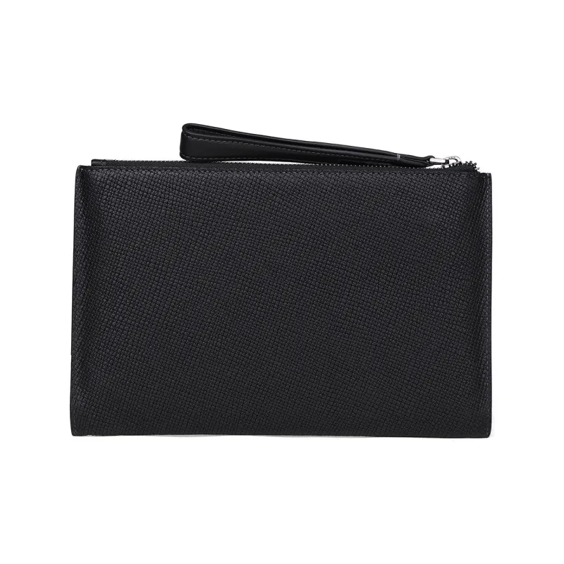 ELLE HOMME Top Grain Cow Leather Leather Wrist Bags Clutches Men's Black-1