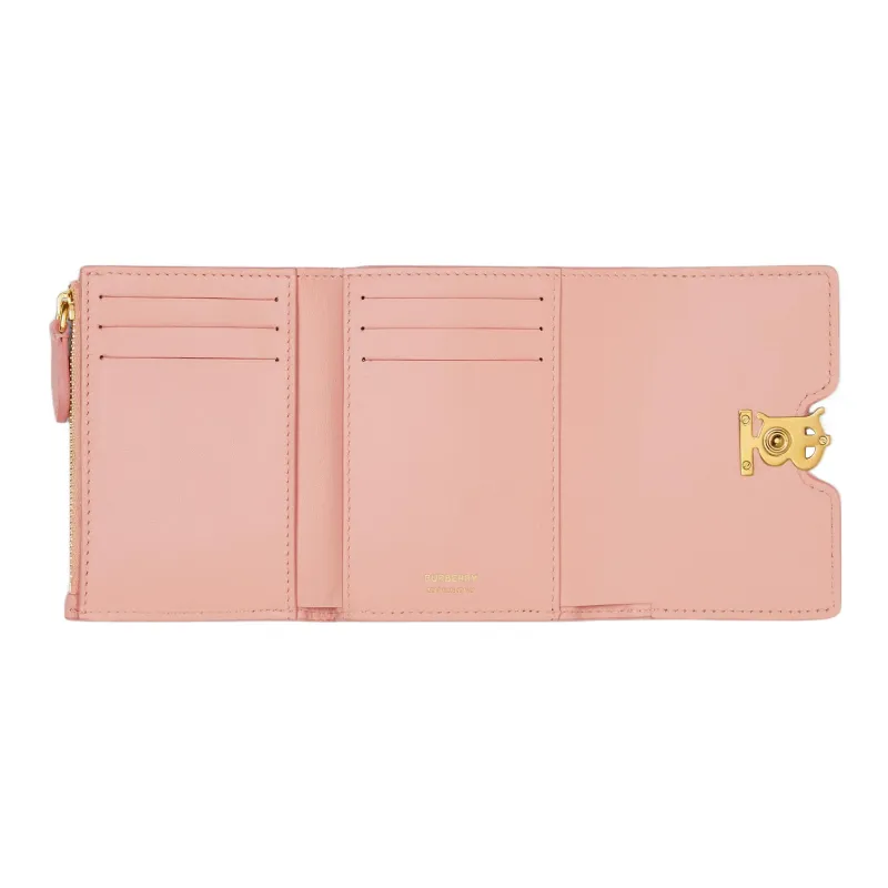 Burberry Textured Calfskin Wallet Women's Dark Pink-3