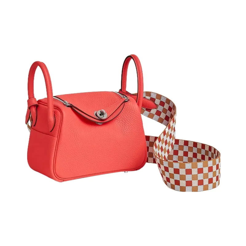 HERMES Lindy Clemence Leather Handbag Shoulder Bag Crossbody Bag Mini Women's Texas Pink/Tea/Beige/Blue-1
