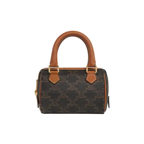 celine Camarat Cow Leather Boston Bag, Shoulder Bag, Crossbody Bag, Handbag Mini Women's Tawny