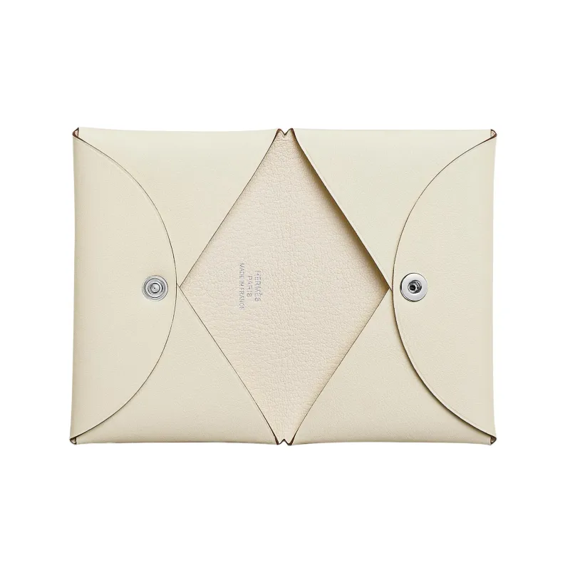 HERMES Calvi Swift Calfskin Card Holder Women's I2 Nata Cream White-4