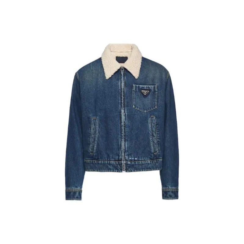 PRADA Denim Jackets Men Blue - POIZON