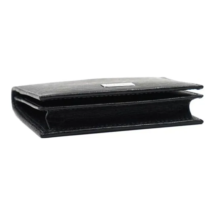 FERRAGAMO Leather Card Clip Wallets Men's Black-4