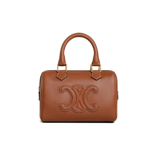 CELINE bolero Smooth Cow Leather Boston Bag Shoulder Bag Crossbody Bag Handbag Small Size Women's Tawny