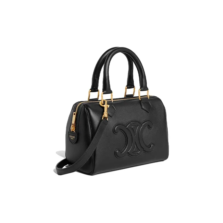 CELINE Cuir Triomphe Triumph Calfskin Shoulder Bag Crossbody Bag Handbag Small Size Women's Black-1