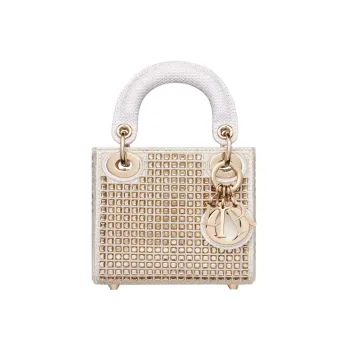 DIOR Lady Dior Faux Crystal Embroidery Daisie Bag Shoulder Bag Crossbody Bag Handbag Extra Mini Women's White
