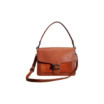 COACH Tabby Polished Pebbled Leather With Suede Portable Crossbody Bag, Shoulder Bag Women's Saddle