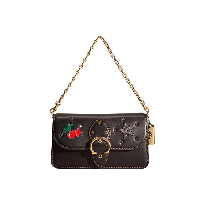 COACH Beat Glove Tanning One Shoulder Crossbody Clutches Small Size Women's Black-0