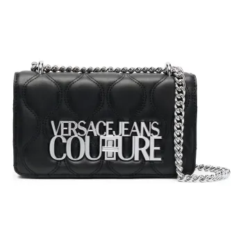 VERSACE JEANS COUTURE Polyurethane Shoulder Bag, Crossbody Bag Regular Women's Black
