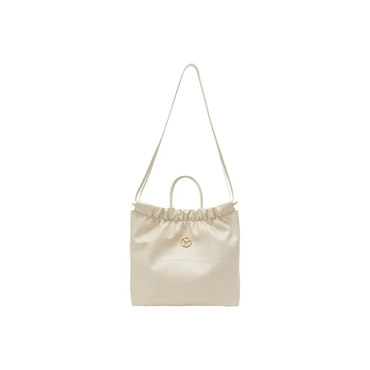 VANESSA HOGAN Cow Leather Shoulder Bag, Tote Bag, Shopping Bag, Handbag Regular Women's Ecru-3
