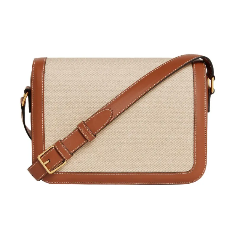 CELINE Triomphe Textile With Calfskin Crossbody Bag, Shoulder Bag Women's-2