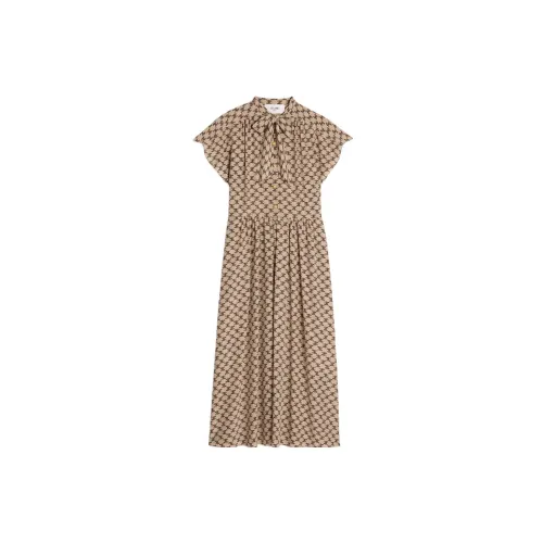 CELINE Short-Sleeved Dresses Women's Caramel