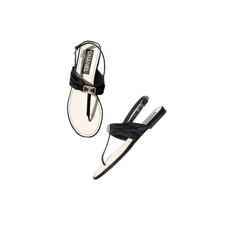 CHANEL One Strap Sandals Women's Black-3